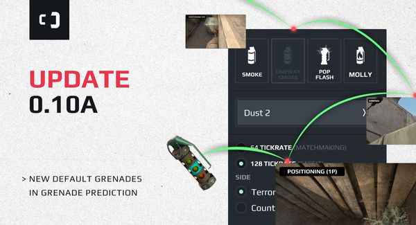 SCOPE.GG update 0.10a:
New default grenades in Grenade Prediction